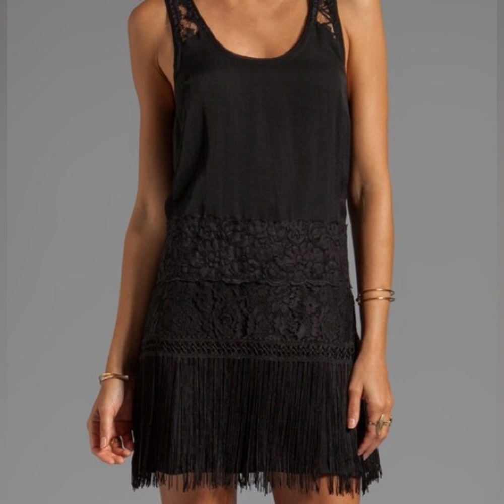 Free People Charleston Shift Bohemian Dress Black Size 0